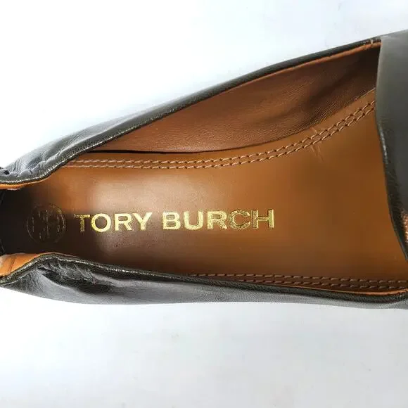 Tory Burch Eleanor Loafers Flat Goat Leather Moss Olive Green Gold 84922 Size 8 - Picture 9 of 12